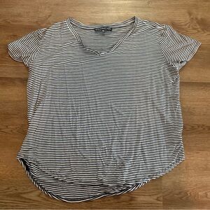 Black & White Striped V-Neck Women's Tee